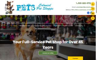 Colonial Pet Shoppe website
