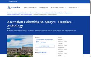 Ascension Columbia St. Mary's - Ozaukee - Audiology website