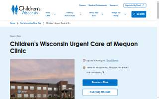 Children's Urgent Care at Mequon website