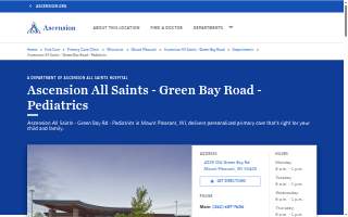 Ascension All Saints - Green Bay Road - Pediatrics website