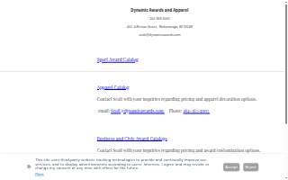 Dynamic Awards and Apparel, LLC website