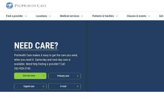 ProHealth Care's Rehabilitation Services Muskego website