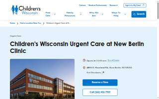 Children's Urgent Care at New Berlin Clinic website