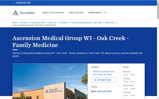 Ascension Medical Group WI - Oak Creek - Family Medicine website