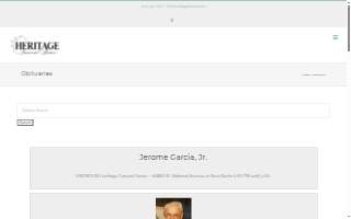 Heritage Funeral Homes website
