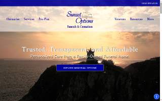 Sunset Options Funeral & Cremation Services website