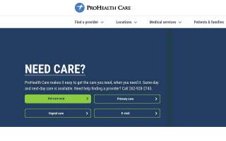 ProHealth Urgent Care Waukesha - Sunset Drive website