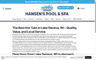 Hansen's Pool & Spa website
