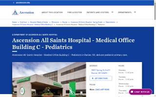 Ascension All Saints Hospital - Medical Office Building C - Pediatrics website