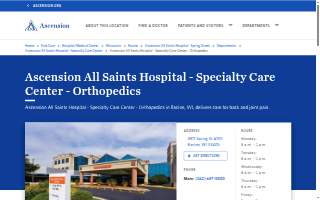 Ascension All Saints Hospital - Specialty Care Center - Orthopedics website
