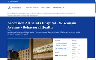 Ascension All Saints Hospital - Wisconsin Avenue - Behavioral Health website