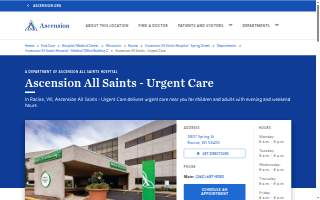 Ascension All Saints - Urgent Care website