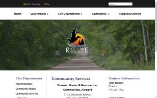 City of Rice Lake Community Services Department website