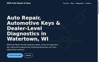 MCM Auto Repair and Keys website
