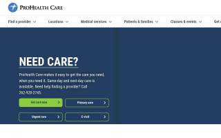 ProHealth Urgent Care Waukesha - Big Bend Road website