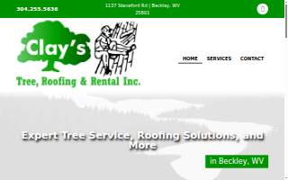 Clay's Tree, Roofing and Rental Inc website