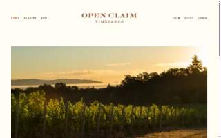 Open Claim Vineyards website