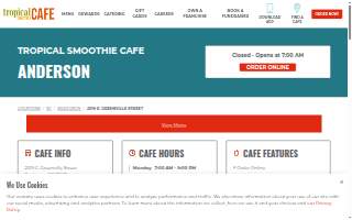 Tropical Smoothie Cafe of Anderson website