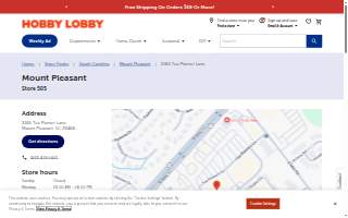 Hobby Lobby of Mt Pleasant website