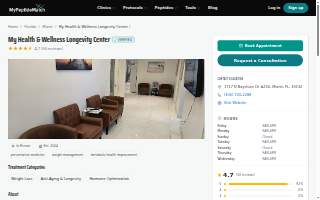 My Health & Wellness Longevity Center website