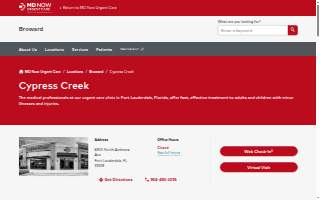 MD Now Urgent Care - Cypress Creek, Fort Lauderdale website