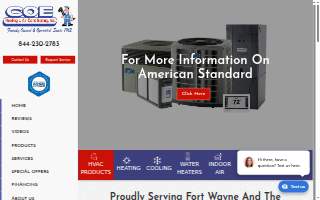 Coe Heating & Air Conditioning website