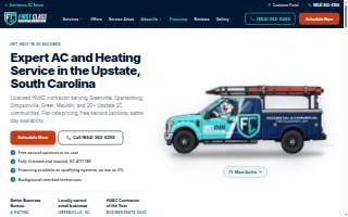 First Class Heating & Air website