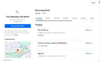 Anu's Beautique, San Ramon website