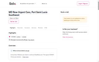 MD Now Urgent Care - Port St Lucie Southwest website