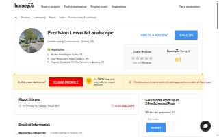 Precision Landscaping website