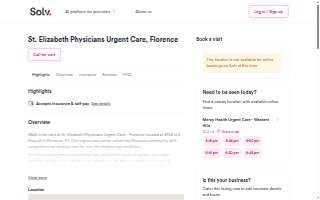 Urgent Care - Florence - St. Elizabeth Physicians website