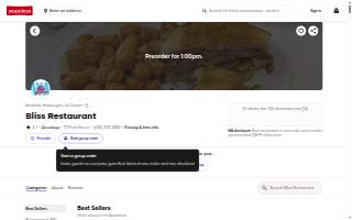 Bliss Restaurant website