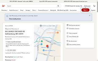 Walgreens Pharmacy of Gaithersburg website