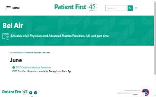 Patient First Primary & Urgent Care - Bel Air website