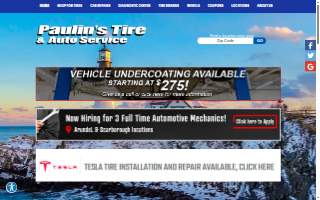 Paulins Tire & Auto Care website