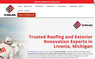 Sterling Construction and Roofing website