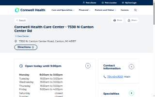Corewell Health Care Center - 7330 N Canton Center Rd website