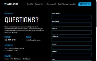 Raplor Construction website