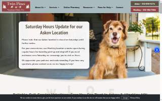 Twin Pines Animal Clinic website