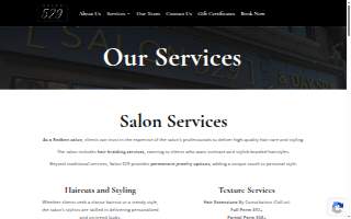 Salon 529 and Day Spa website