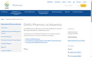 OHSU Pharmacy at Adventist, East Portland website