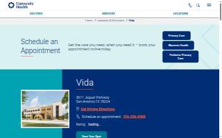 Pharmacy - University Health at Vida website