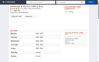 Jennings & Harris, CPA’s, P.C. website