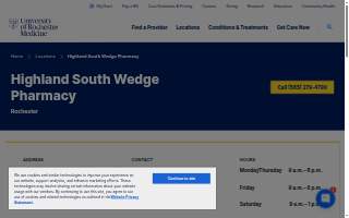 University of Rochester Medicine – Highland South Wedge Pharmacy website