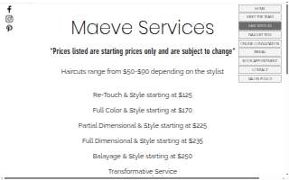 Maeve Salon and Color Bar website