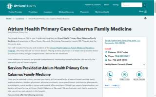 Atrium Health Primary Care Cabarrus Family Medicine of Kannapolis website