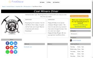 Coal Miner's Diner website