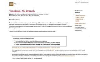 Wells Fargo Advisors of Vineland website