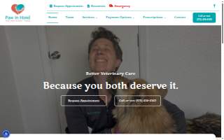 Paw In Hand Veterinary Care website