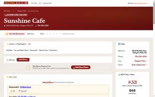 Sunshine Cafe website